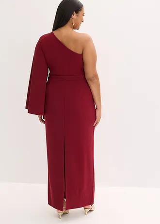 Robe de soirée une épaule, Couleur: rouge rubis