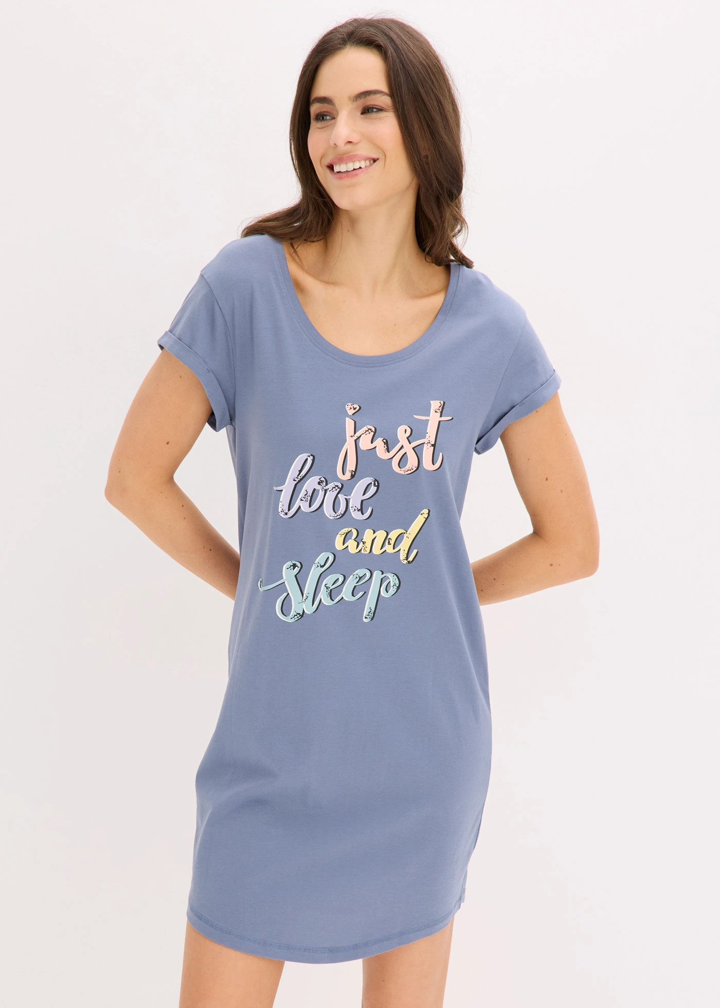 Chemise de nuit courte • bleu fumé imprimé • Boutique bonprix