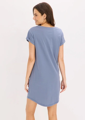Chemise de nuit courte, Couleur: bleu fumé imprimé
