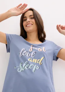 Cămașă de noapte scurtă • albastru fumuriu cu imprimeu • magazin bonprix