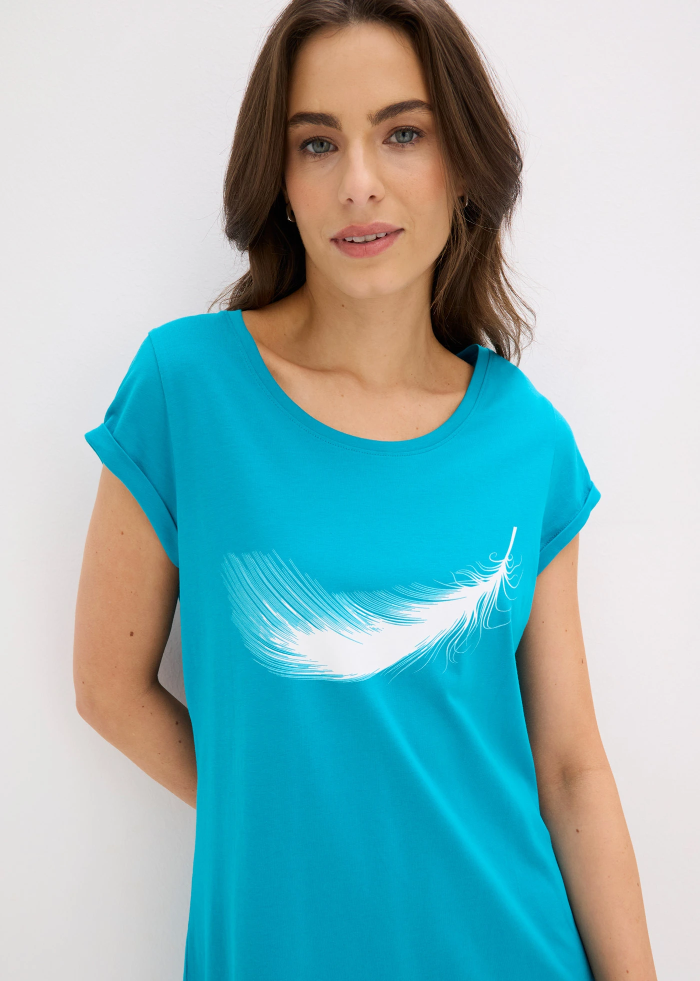 Krótka koszula nocna z czystej bawełny organicznej • zielono-niebieski • sklep bonprix