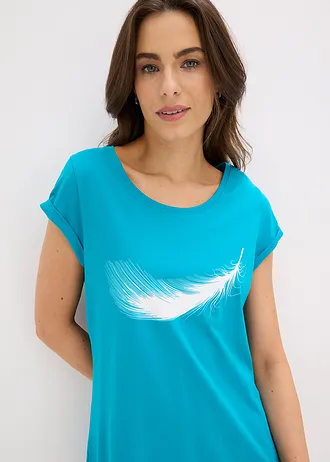 Krótka koszula nocna z czystej bawełny organicznej • zielono-niebieski • sklep bonprix