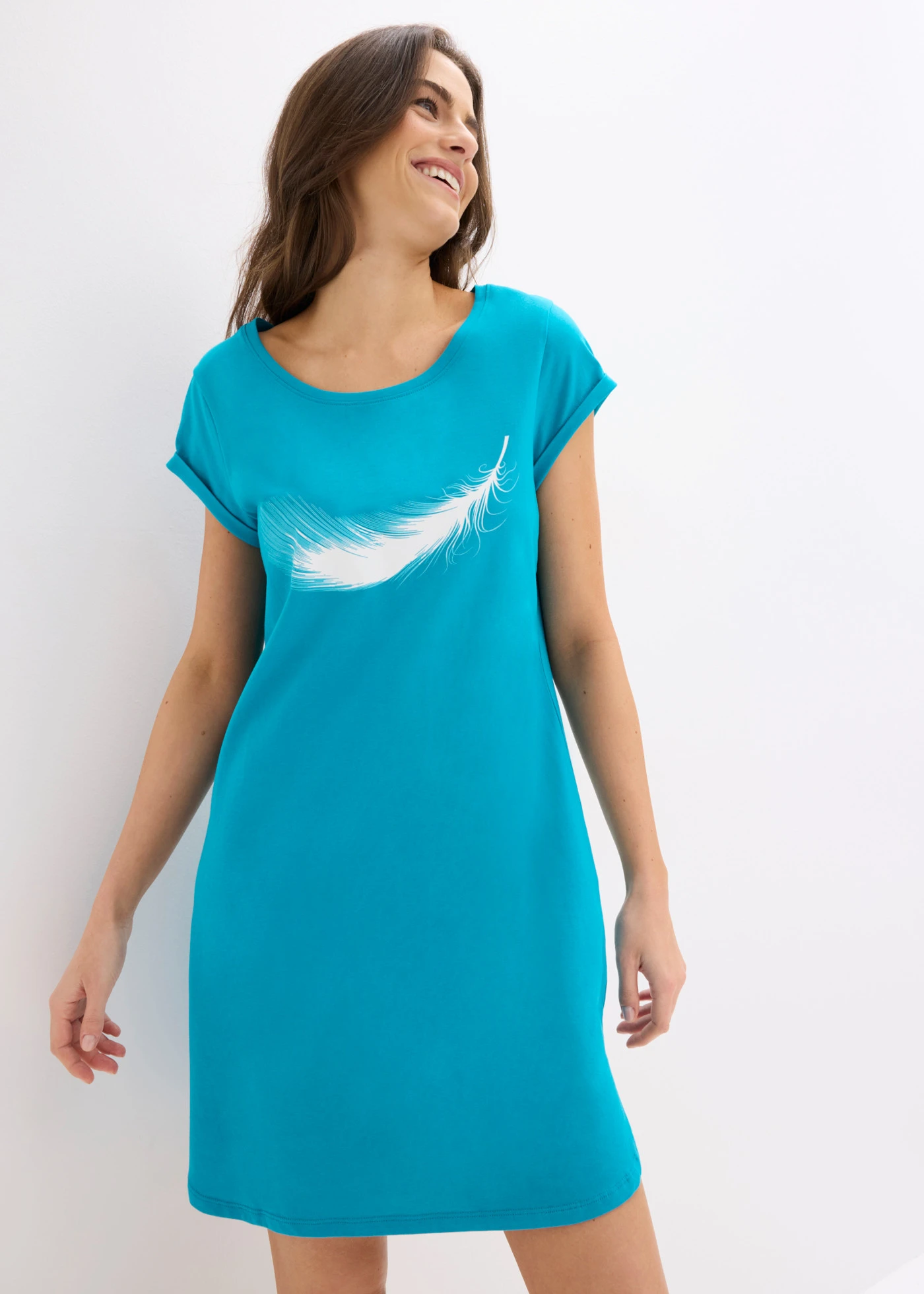 Kort nachthemd van biologisch katoen • laguneblauw • bonprix online shop