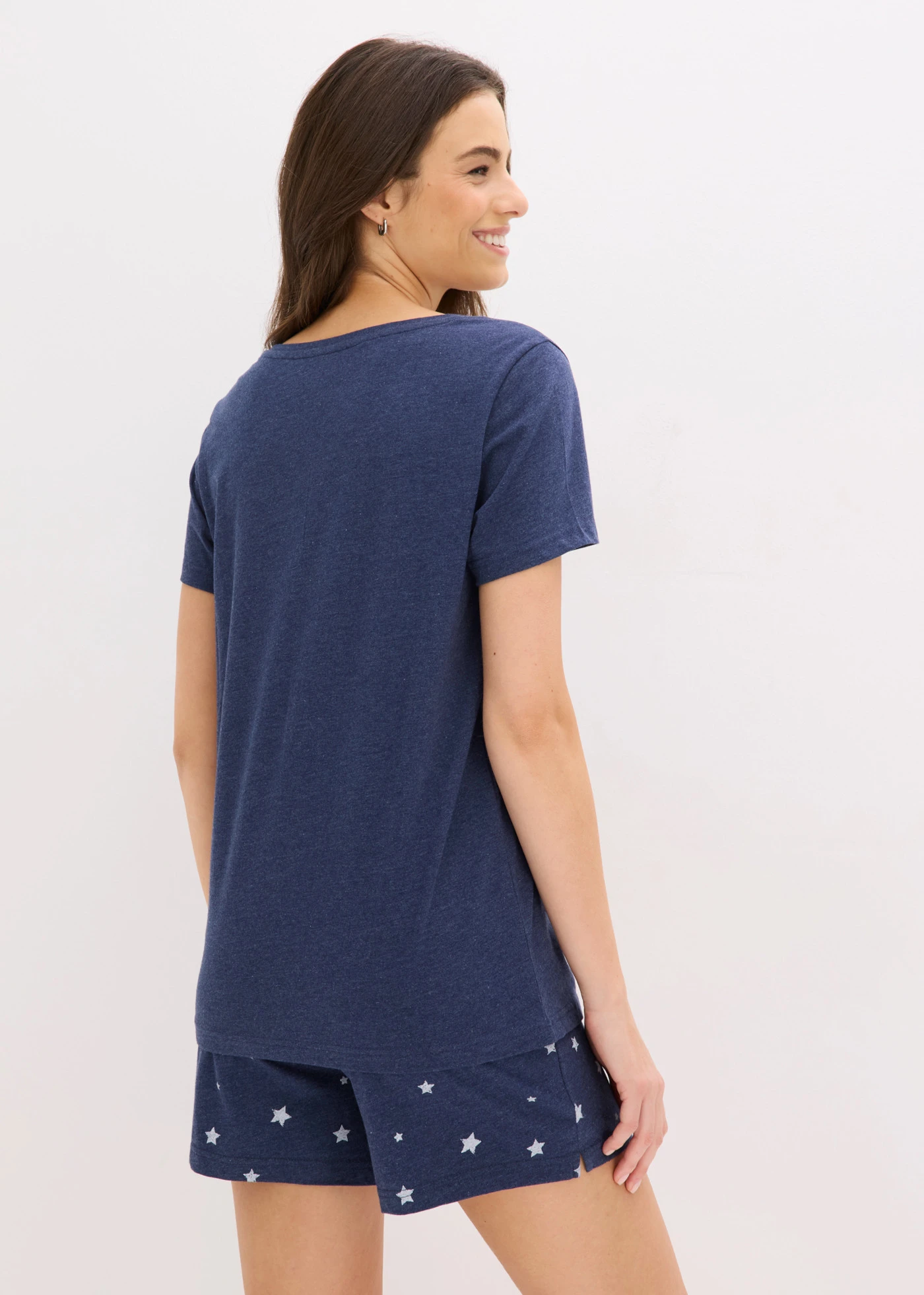 Pijama cu pantaloni scurți • bleumarin melanj • magazin bonprix