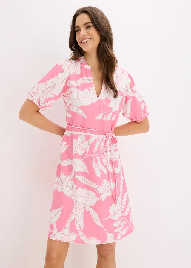 Robe-tunique en viscose fluide • rose vif floral • product-page.page-title-suffix