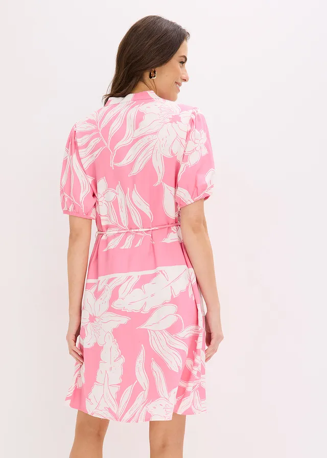 Robe-tunique en viscose fluide • rose vif floral • product-page.page-title-suffix