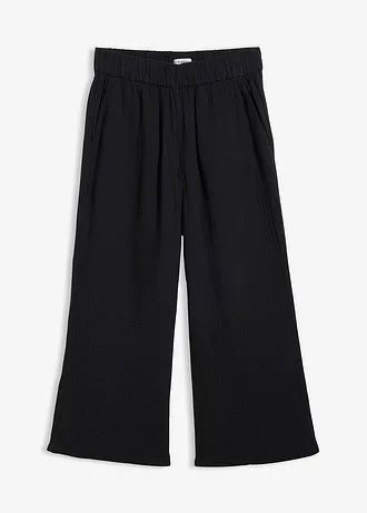 Pantaloni marlene din muselină din bumbac • negru • magazin bonprix