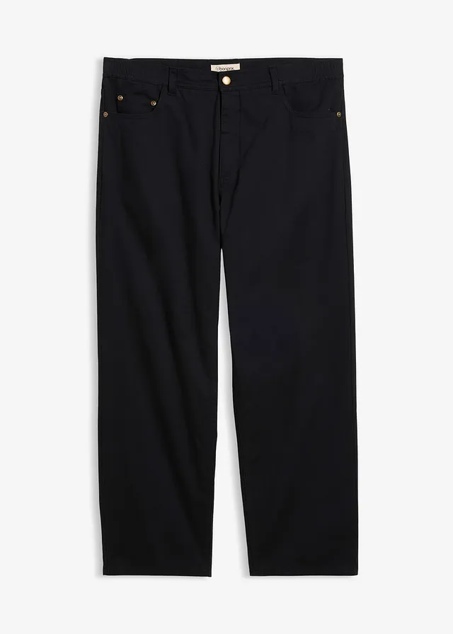 Pantalon loose en twill à taille élastiquée, droit
