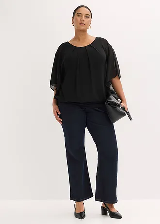 Bluză din șifon cu top, culoare: negru