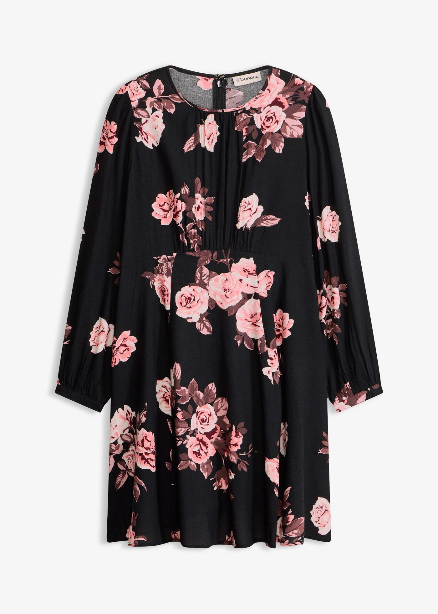 Rochie tip tunică • negru floral • magazin bonprix