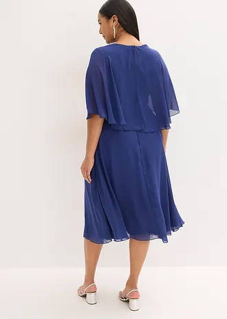 Chiffon jurk met strass, Kleur: middernachtblauw