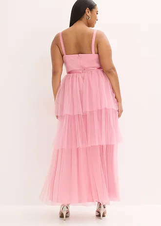 Robe de soirée avec haut en dentelle et jupe en tulle fin, Couleur: orchidée fumé