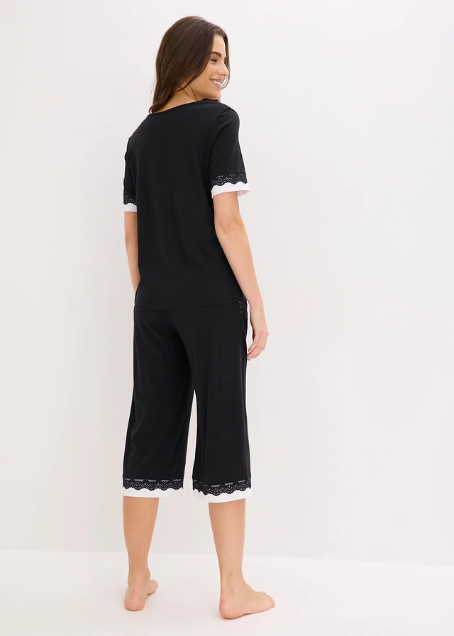 Wijde culotte van zachte viscose-mix • zwart/wit • product-page.page-title-suffix