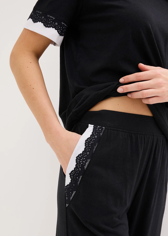 Wijde culotte van zachte viscose-mix • zwart/wit • product-page.page-title-suffix