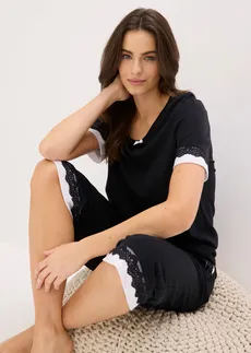 Široké nohavice culottes z jemného viskózového mixu • čierna-biela • obchod bonprix