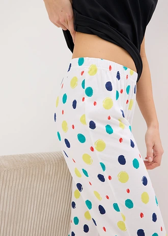 Capri pyjama van puur katoen, Kleur: zwart gestippeld