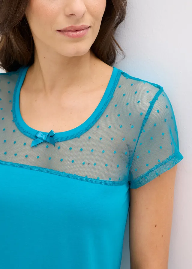 Chemise de nuit courte en coton • bleu lagon • product-page.page-title-suffix