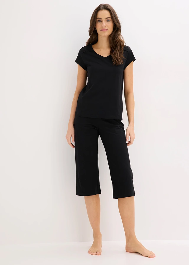 Capri pyjama met wijde culotte