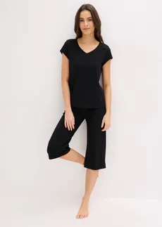 Piżama z szerokimi spodniami culotte 3/4 • czarny • sklep bonprix