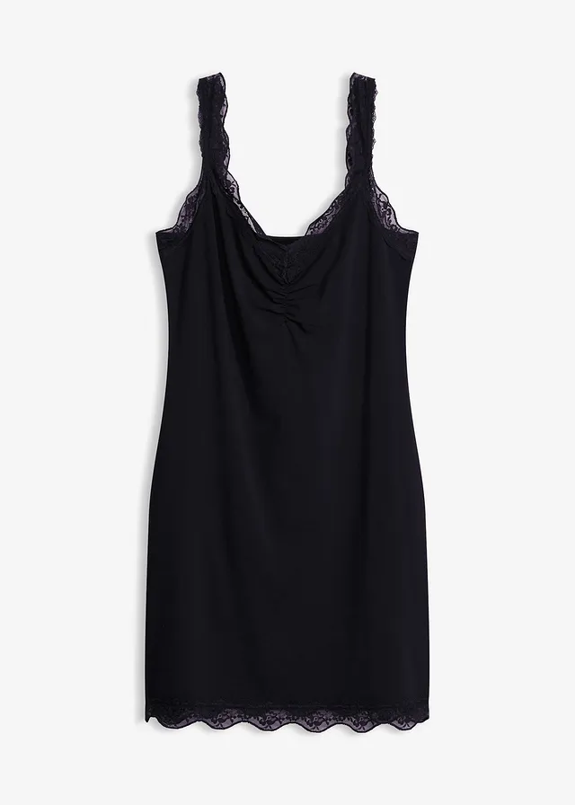 Nuisette à bretelles en dentelle • noir • Boutique bonprix