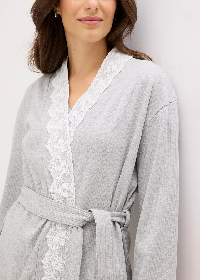 Kimono en coton côtelé • gris clair chiné/blanc • product-page.page-title-suffix