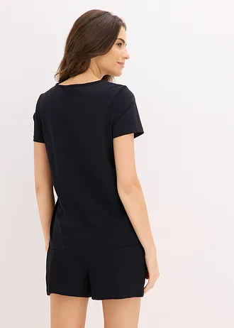 Pijama cu pantaloni scurți din bumbac 100% • negru • magazin bonprix