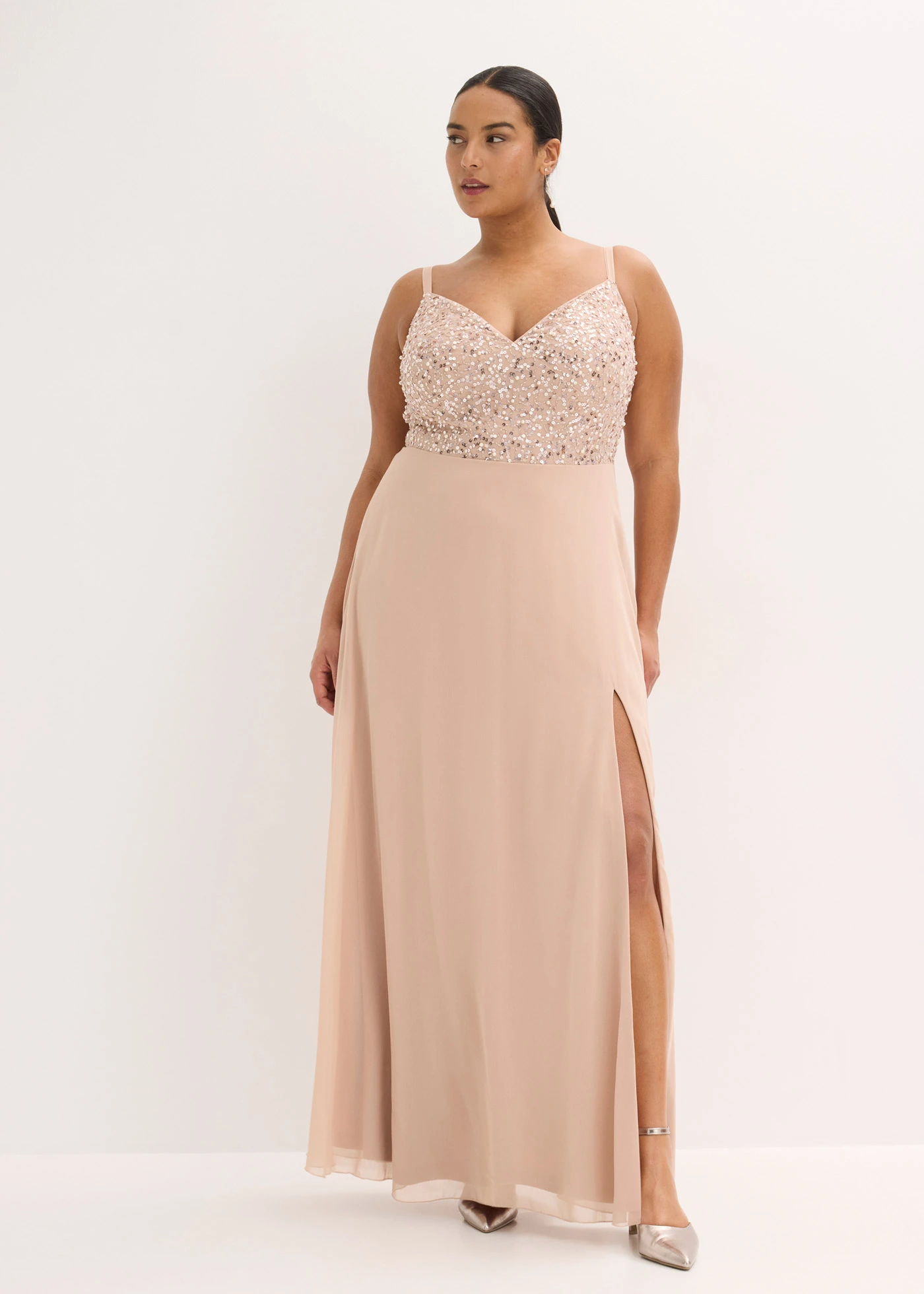 Sukienka wieczorowa • beżowy plus size • sklep bonprix