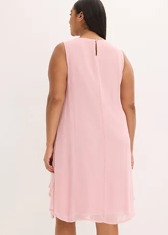 Robe en crêpe avec application de strass, Couleur: rose cendré