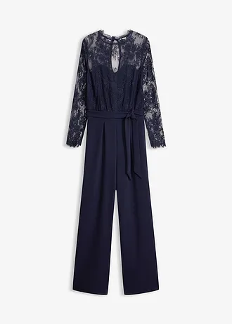Jumpsuit met kant, Kleur: donkerblauw