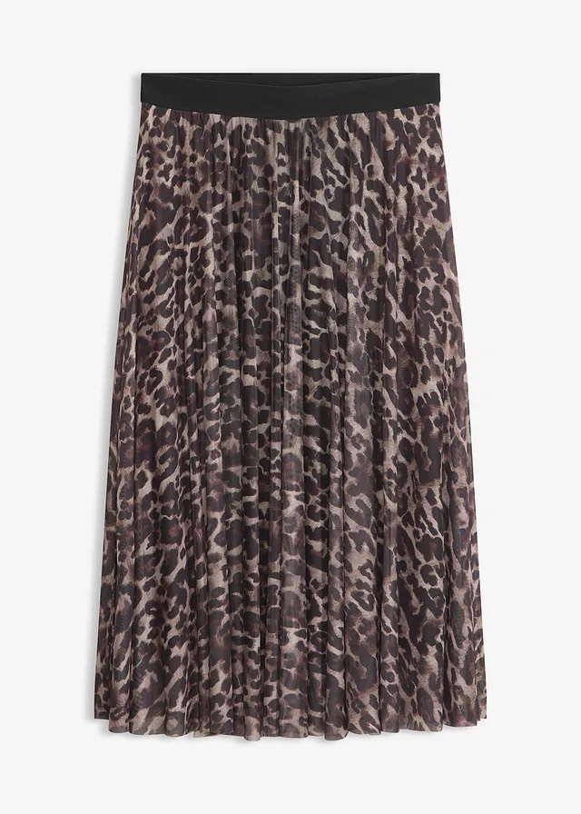 Midi sukňa so sieťovinou • hnedá-čierna leopard • obchod bonprix