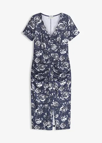 Figuuraccentuerende midi jurk met diep decolleté