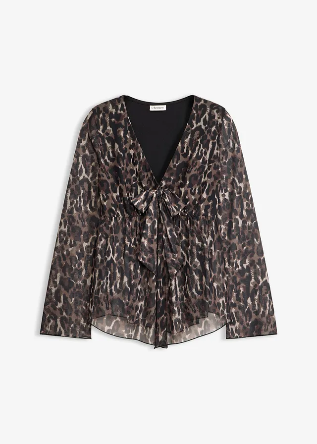 Bluză din mesh • negru-maro leo • magazin bonprix