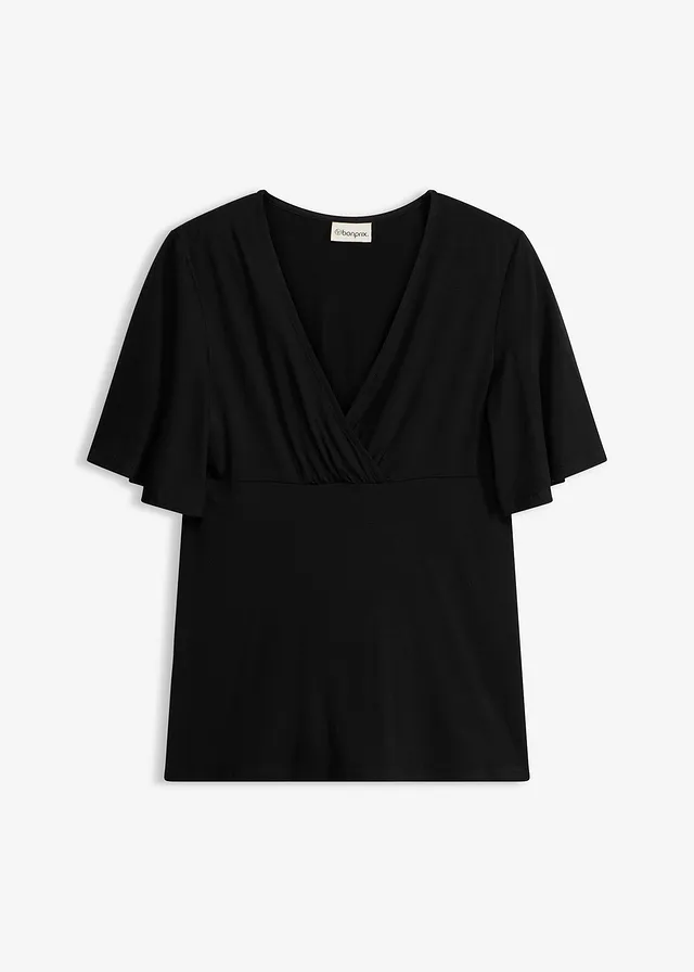 Jersey shirt met diep decolleté