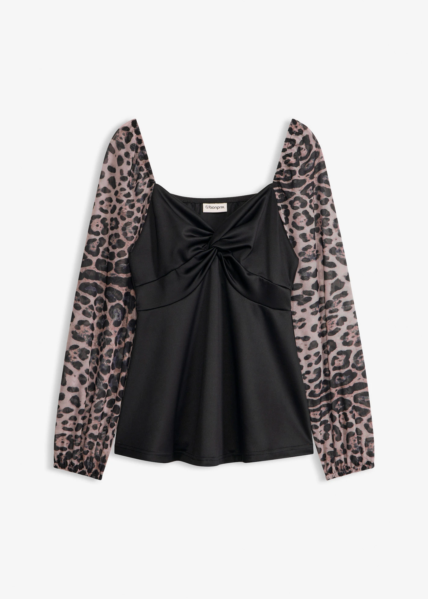 Longsleeve met mesh mouwen • zwart luipaardprint • bonprix online shop