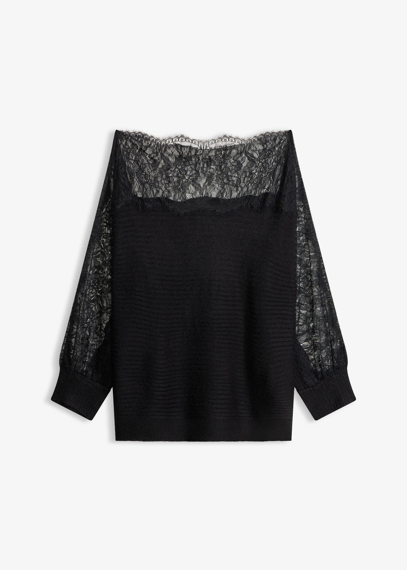 Pull estival avec dentelle • noir • Boutique bonprix