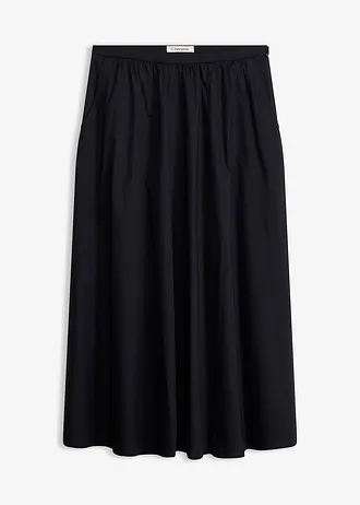Midi sukně z elastické bavlněné směsi, barva: černá