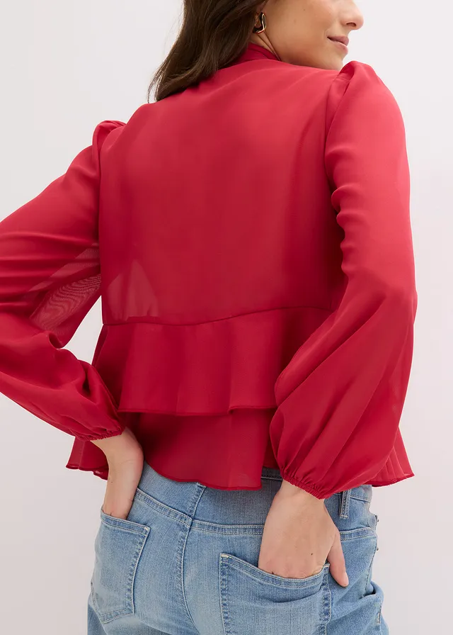 Blouse à lavallière • rouge cerise • product-page.page-title-suffix