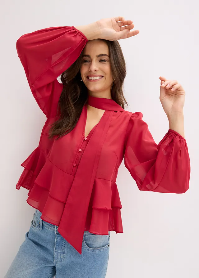 Blouse met strik • kersenrood • product-page.page-title-suffix
