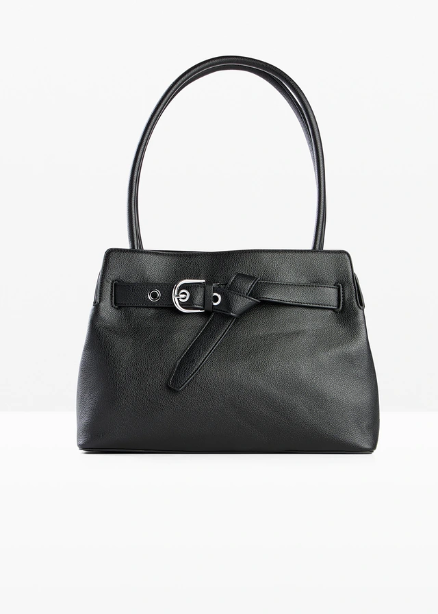Sac à main avec détail boucle, Couleur: noir