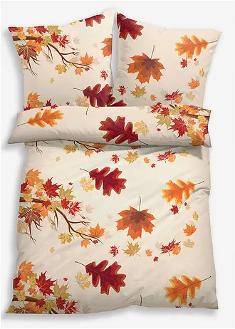 Dekbedovertrek met herfstbladeren • oranje • bonprix online shop