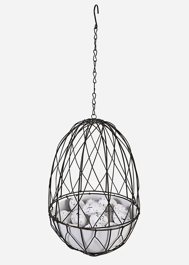 Coș decorativ cu ouă, de atârnat (set/27 piese) • alb/negru • magazin bonprix