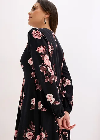 Rochie tip tunică • negru floral • magazin bonprix
