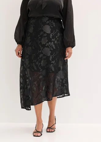 Jupe longue et asymétrique, Couleur: noir