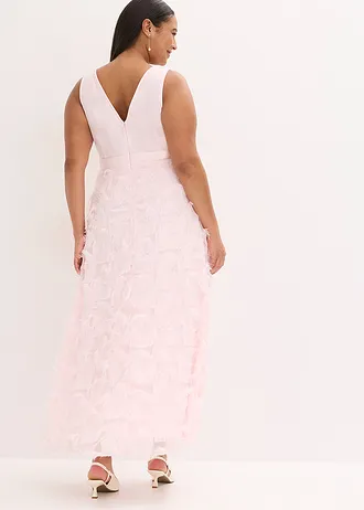 Robe de soirée avec détails frangés, Couleur: rose clair