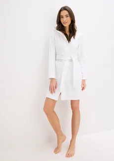 Peignoir à capuche en éponge 100% coton • blanc • Boutique bonprix