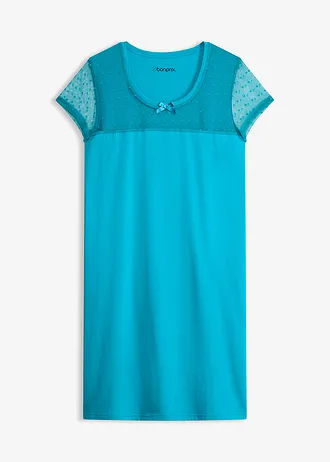 Chemise de nuit courte en coton • bleu lagon • Boutique bonprix