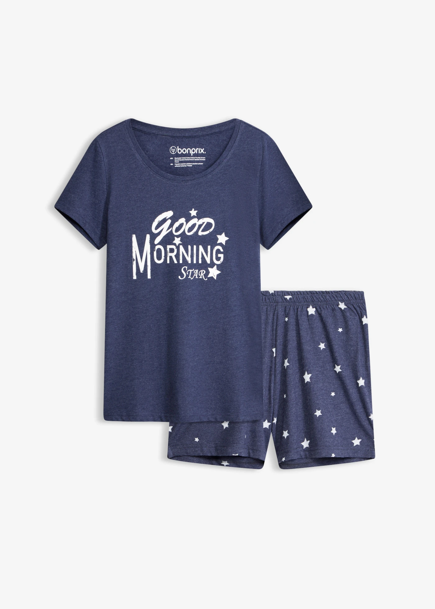 Pijama cu pantaloni scurți • bleumarin melanj • magazin bonprix