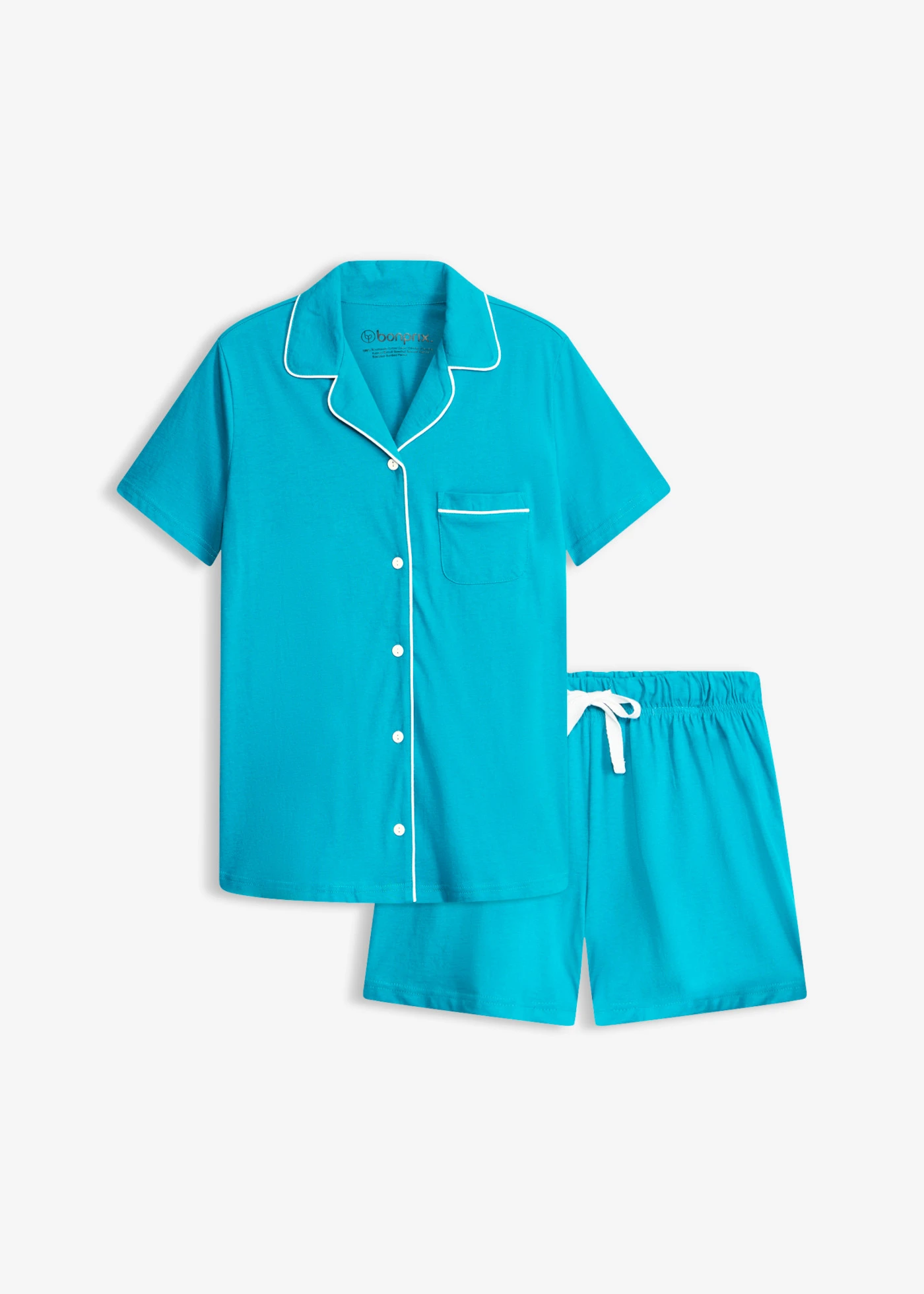 Pyjashort avec chemise boutonnée • bleu lagon • Boutique bonprix
