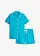 Pyjashort avec chemise boutonnée, Couleur: bleu lagon