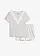 Pyjashort en coton côtelé, Couleur: gris clair chiné-blanc